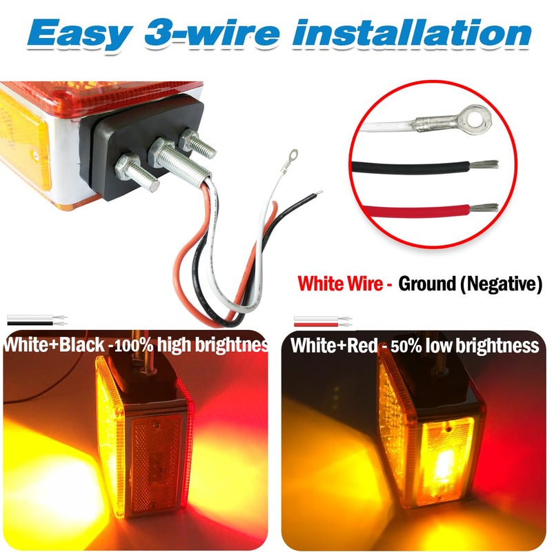 BukNikis أضواء قاعدة LED أمبر/أحمر مزدوجة الوجه 39 LED إشارة انعطاف ضوء مثبت على الفندر لشاحنات النقل الثقيلة تريلر فريختلاين بيتر بيلت كينورث ماك ويسترن ستار (جانب السائق/الراكب، عبوة من 2) - Image 4